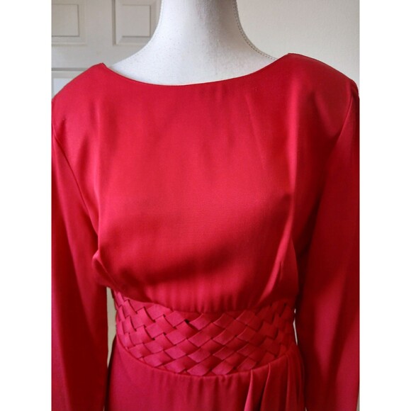 P.J. KLEIN Women's Dress Red Long Sleeve Round Neck 9/10 Office Career - Picture 8 of 16
